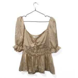 Astr the Label Cream/Ivory Ruffle Ruched Sweatheart Neckline Blouse Size Large